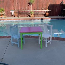 Sturdy wood kids table and 2 chairs