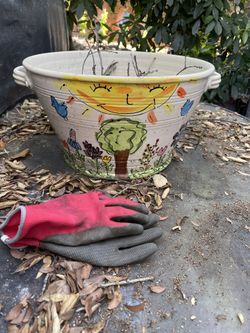 Ceramic Whimsical Hand painted Garden Pot