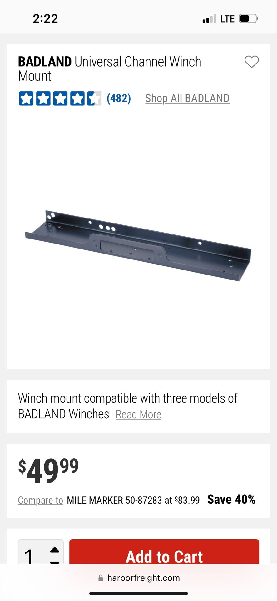 Badland Winch Plate Universal (Jeep)