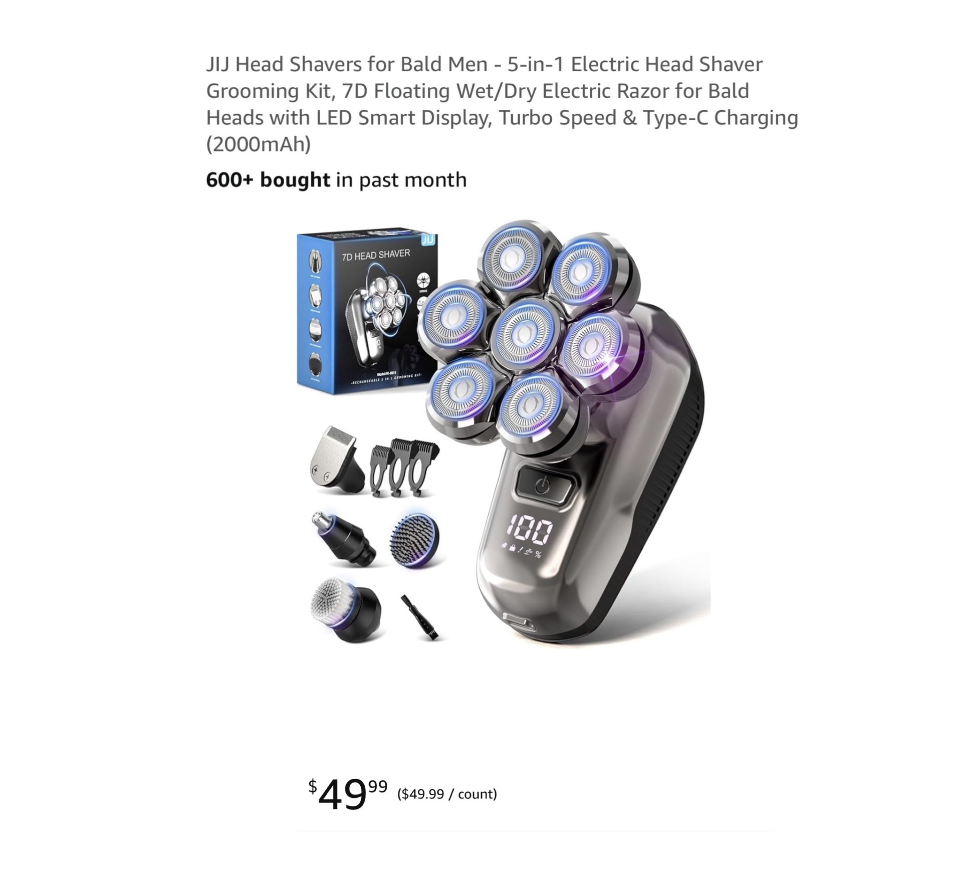 Brand new Head Shavers for Bald Men - 5-in-1 Electric Head Shaver Grooming Kit, 7D Floating Wet/Dry Electric Razor for Bald Heads with LED Smart Displ