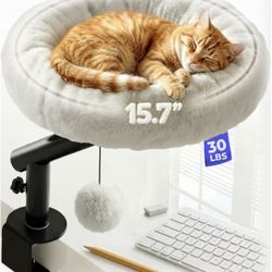 Cat Desk Bed - Plush Elevated Desk Bed