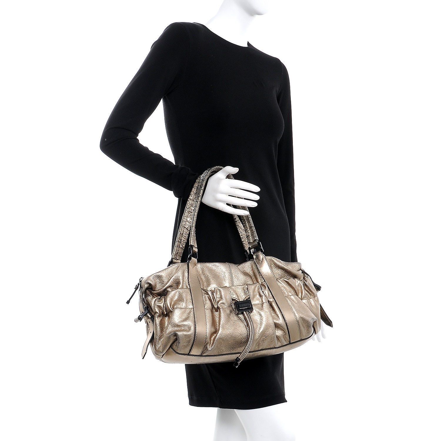 Pre-loved Burberry Metallic leather curzon bag