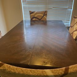 Large Brown Sectional and Kitchen Table with 4 Chairs 