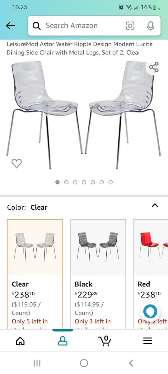 Set Of 2 Clear Dinning Chairs
