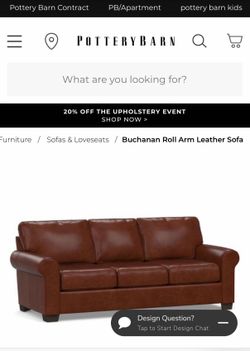 Pottery Barn brown leather couch