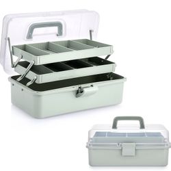 New BTSKY 3-Layer Plastic Dividing Storage Box Craft Organizer and Storage with Adjustable Spacers Portable Handled Art Supply Organizer Multipurpose 