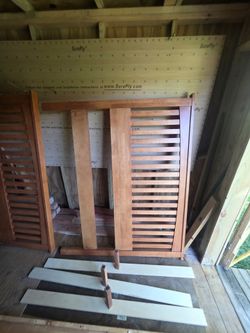 Wood Slatted Bed Frame Disassembled