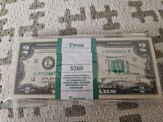 Full strap of 100 sequential uncirculated Series 2017A $2 bills