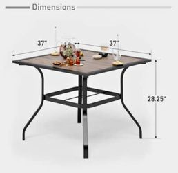 Outdoor Table Square Outdoor Dining Table 37-in W x 37-in L with Umbrella Hole