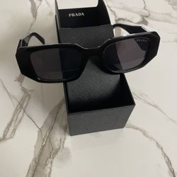 PRADA Linea Rossa Sunglasses 1BD108 Aviator/Teardrop Black Polarized Boxed