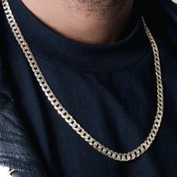 14k Gold plated Sterling silver diamond cut curb style chain. 7 mm, 26 in 