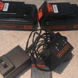 20v Lithium Black And Decker Batteries + Charger 