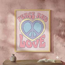 8.5x11 Cardstock Print Peace and Love Heart Wall Art - Pink