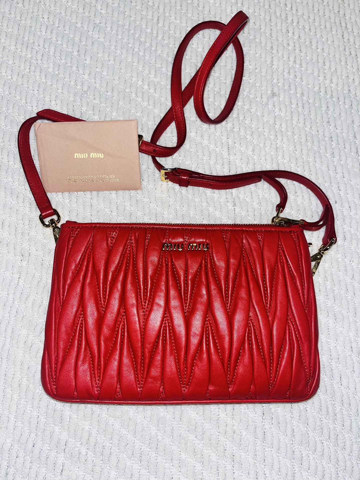 New Authentic Miu Miu Matelasse  crossbody Bag Purse