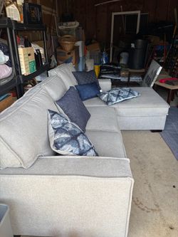 Light Gray Fabric Sectional Sofa with Chaise