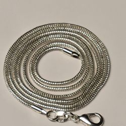 20" .925 Solid SILVER  Snake CHAIN 1mm Thick