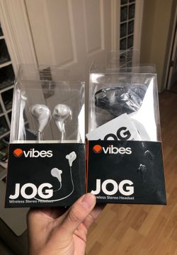 Jog Vibes wireless stereo headset black and white