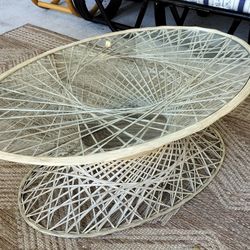 Vintage Mid Century Woodard Spun Fiberglass Glass Top Coffee Table. See Full Description