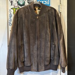 suede and silk bomber