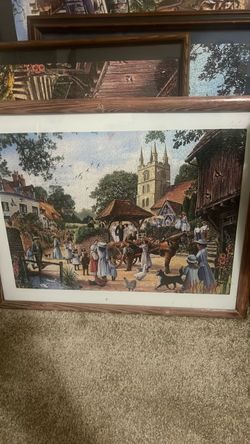 Antique classic art puzzle portrait, part of a set of four