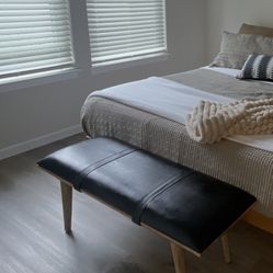 Teakwood with Leather Bench 