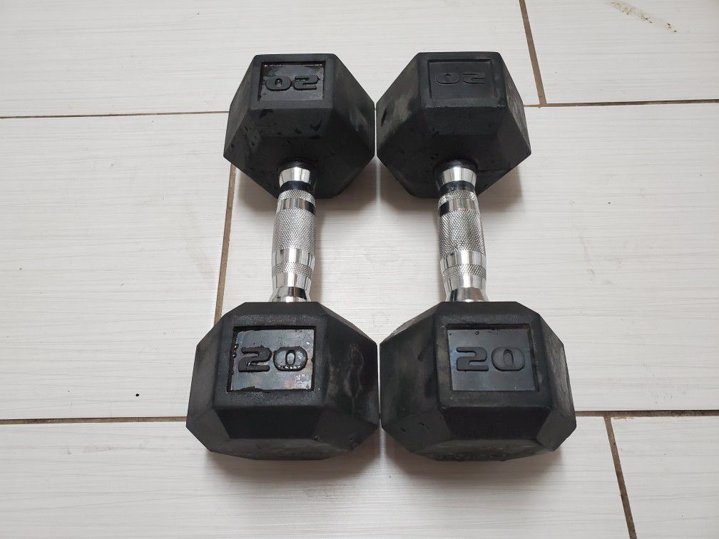 20LB New Rubber Hex Dumbbell Weights Set Of 2 Dumbbells.40lbtotal fast shipping