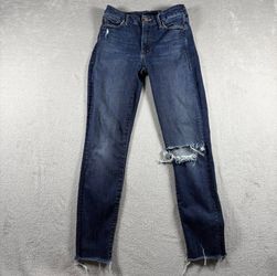 MOTHER High Waisted Looker Ankle Fray Jeans Distressed Women's Size 24 Blue#1201