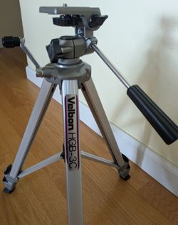 Vintage Velbon HGB-3C Tripod  -Japanese-made - Aluminum, Crank Elevator, 3-way Pan/Tilt Head