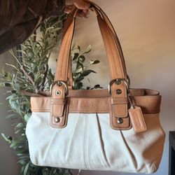 Coach Leather Pleated Tote 