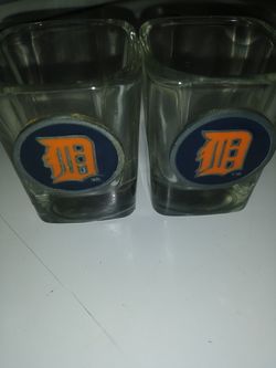 Two Detroit Tigers collectable shot glasses