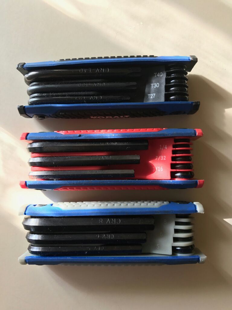 Kobalt 3 piece folding flat end hex key set. (allen wrench set) SAE, metric & star sets