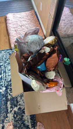 Free big box of baby shower decorations and games