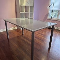 IKEA Vika Lauri Desk - Frosted Glass & Aluminum
