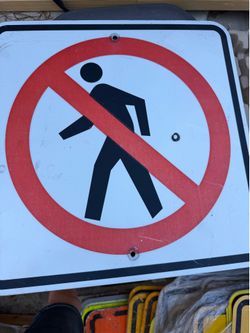 Used no pedestrian crossing metal sign