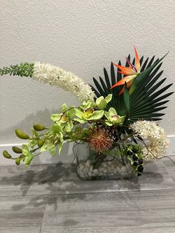 Large, high-end faux exotic floral centerpiece from home staging