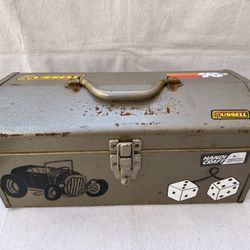 Vintage Handpainted Hot Rod Racing Car Tool Box Storage