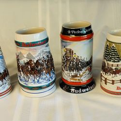 Budweiser Clydesdale Holiday Beer Steins