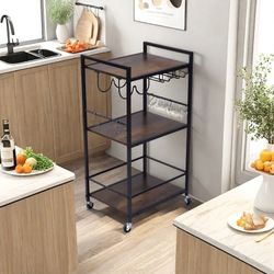 Homy Casa Loki Kitchen Cart - Rolling Storage Cart with Drawer & Shelf