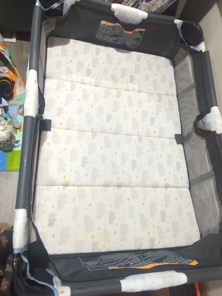 Baby Playpen And Crib With Changing Table Attachment