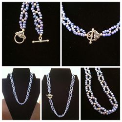 Handcrafted necklaces made by me Eva / Using Blue Moon Rose Toggle clasps Antique silver .