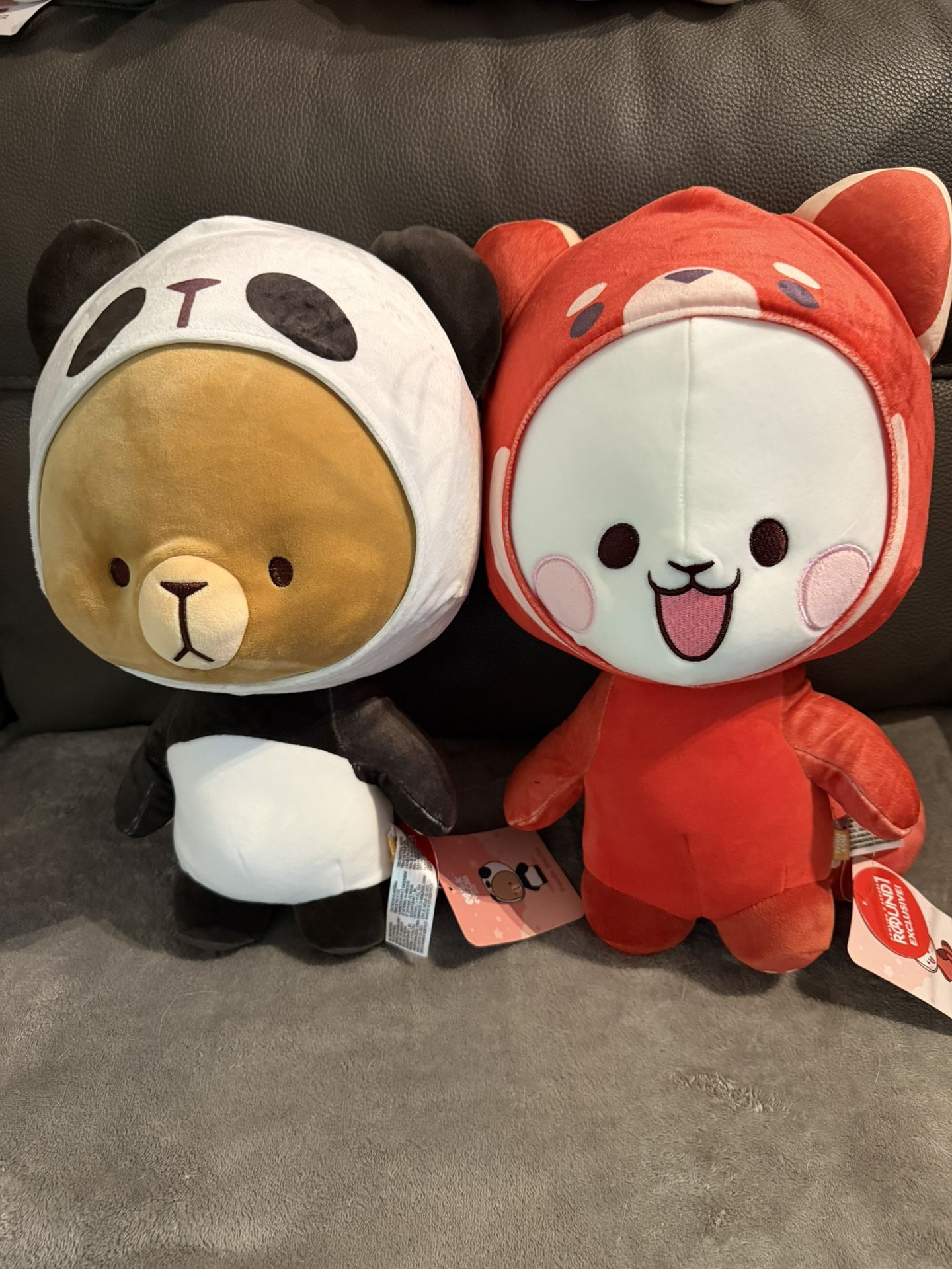 Milk & Mocha Panda Plush Set – 16” (Red Panda & Panda)