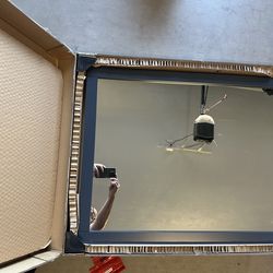 Mayfield 28 in. W x 36 in. H Rectangular Framed Wall Bathroom Vanity Mirror in Grayish Blue