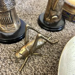 Antique Brass And Stone Carvings