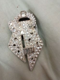 Art Deco Rhinestone Silver-Tone Brooch Pin