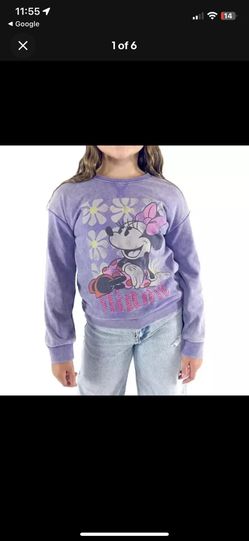 Minnie Mouse Girls Mineral Washed Crewneck Pullover