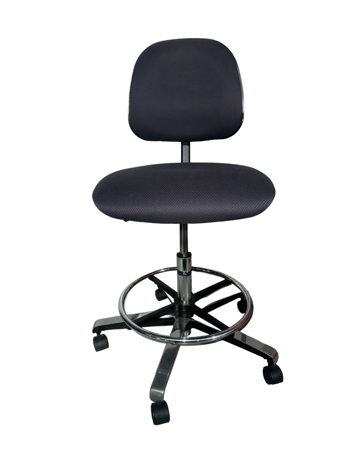 Armless Drafting Stool Counter Height Chair with Double Wheel Casters Black
