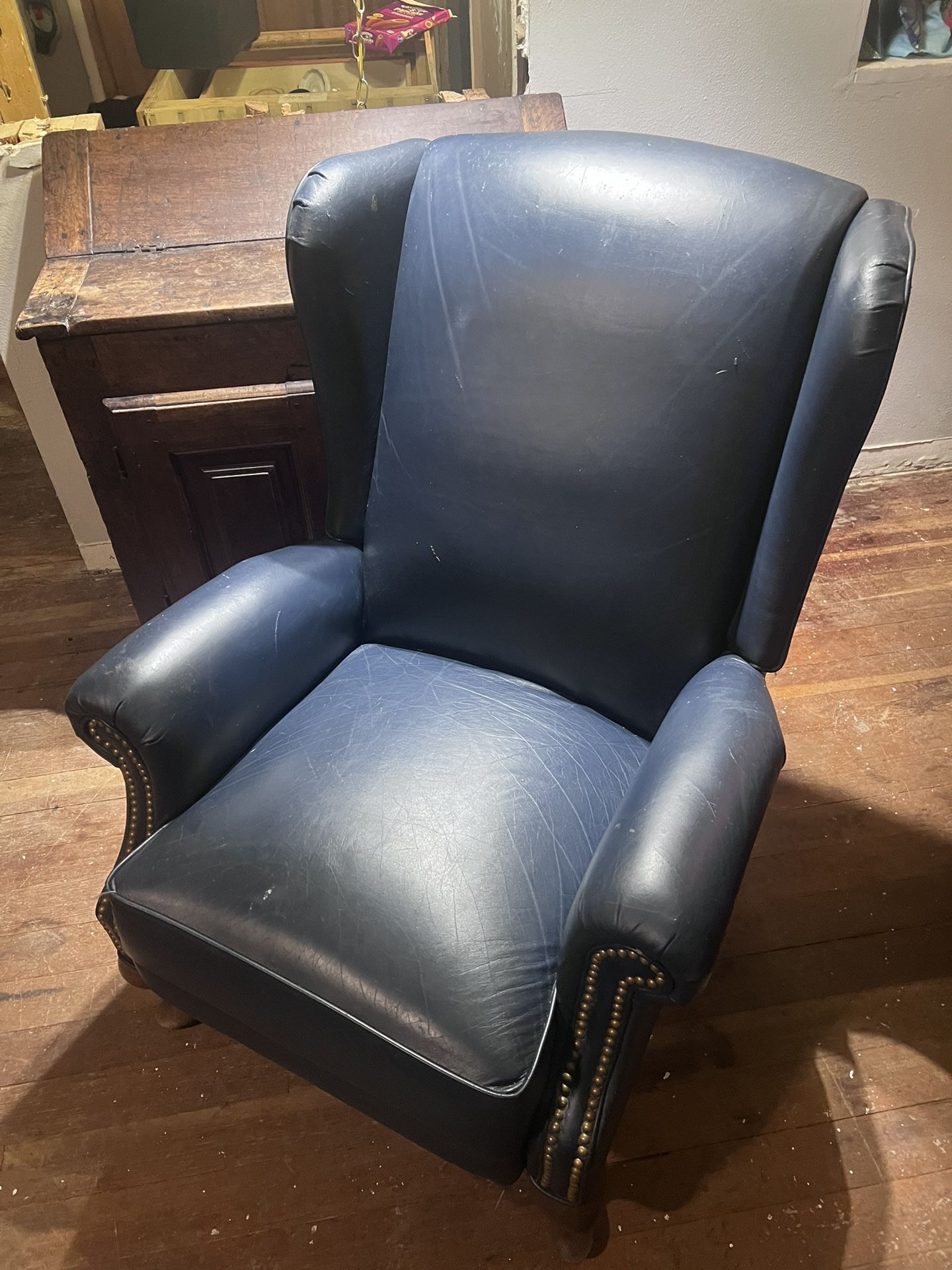 Blue Wingback Recliner