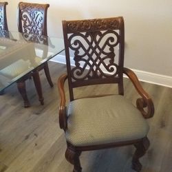 Red Mahogany Dining Table And Six Chairs