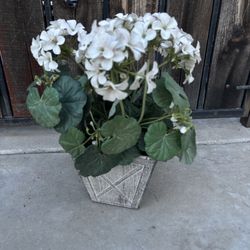 Plastic Planter with Faux Plant