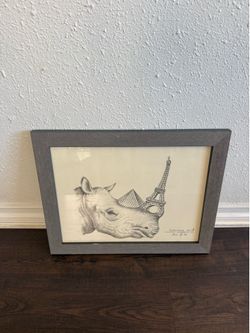 Framed Rhino print from Paris